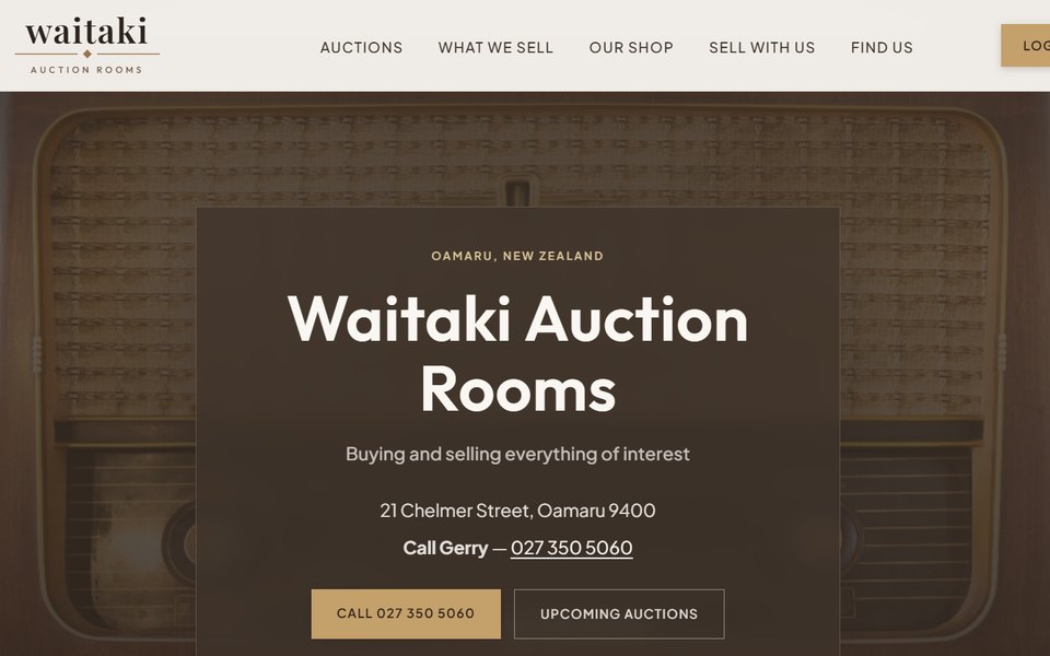 Waitaki Auction Rooms website